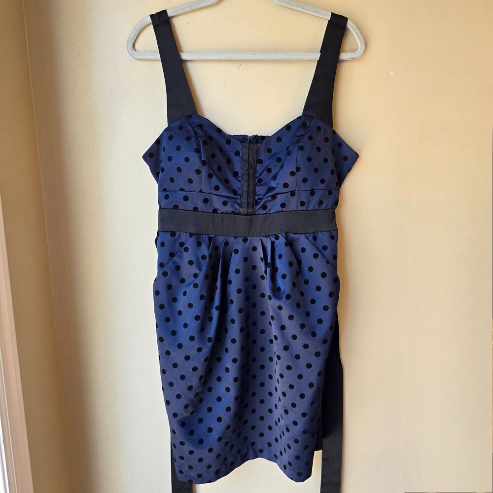 Vtg City Triangle Babydoll Dress Polka Dot Y2k 90s Retro Pinup Party Small - Picture 2 of 7